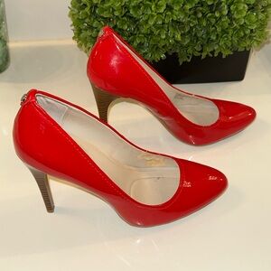 Calvin Klein Red Glossy Heels Rounded Toe